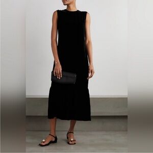Toteme Gathered Hem Velvet Sleeveless Midi Dress